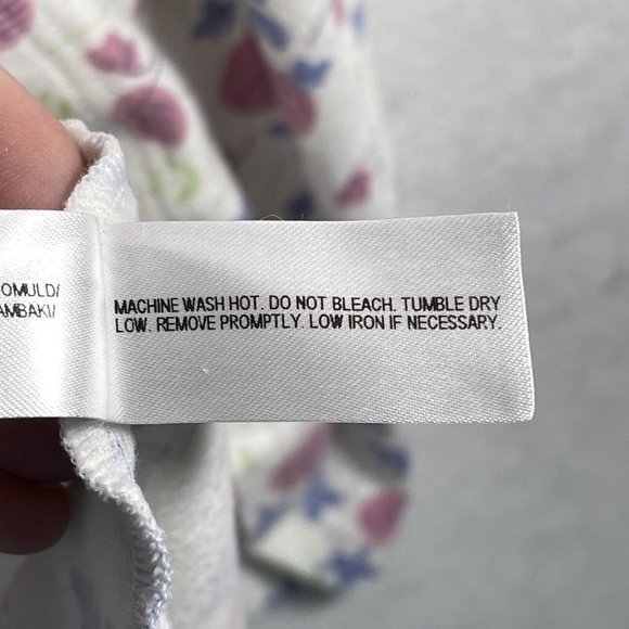 Calida Womens Nightgown Size M White Pink Blue Floral Long Sleeve Cotton 33646 - Picture 7 of 11